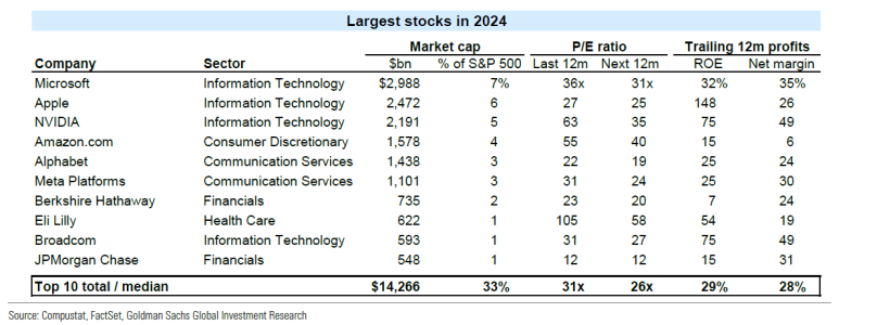 Largest stocks in 2024